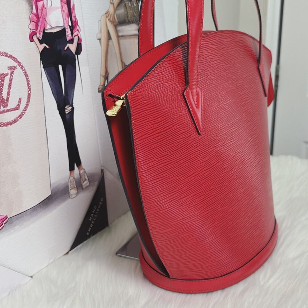 Louis Vuitton Red Epi Leather Tote with Structured Top Handles - Picture 3 of 13